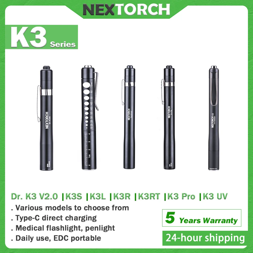 NEXTORCH K3 Series Torch Professional Medical Flashlight 365 nm UV Flashlight No Blue Light Hazard Daily Inspection EDC LED