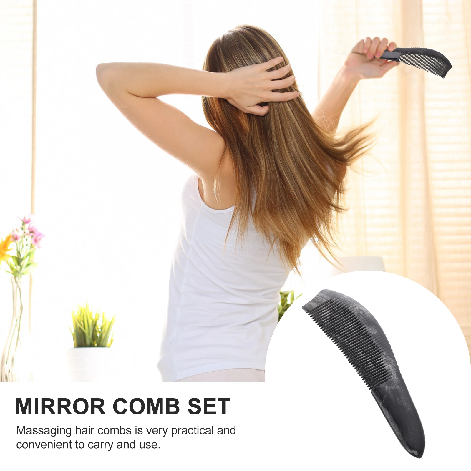

Horn Comb Black Combs Hair Styling Latest Hairdressing Fine for Wide Tooth Scalp Massage
