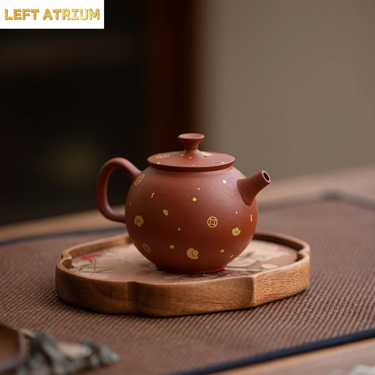 150ML Chinese Yixing Zisha Pot Handmade Ingot Zisha Pot Zhu Mud with Filter Teapot Kung Fu Tea Set Japanese Apple Pot Collection