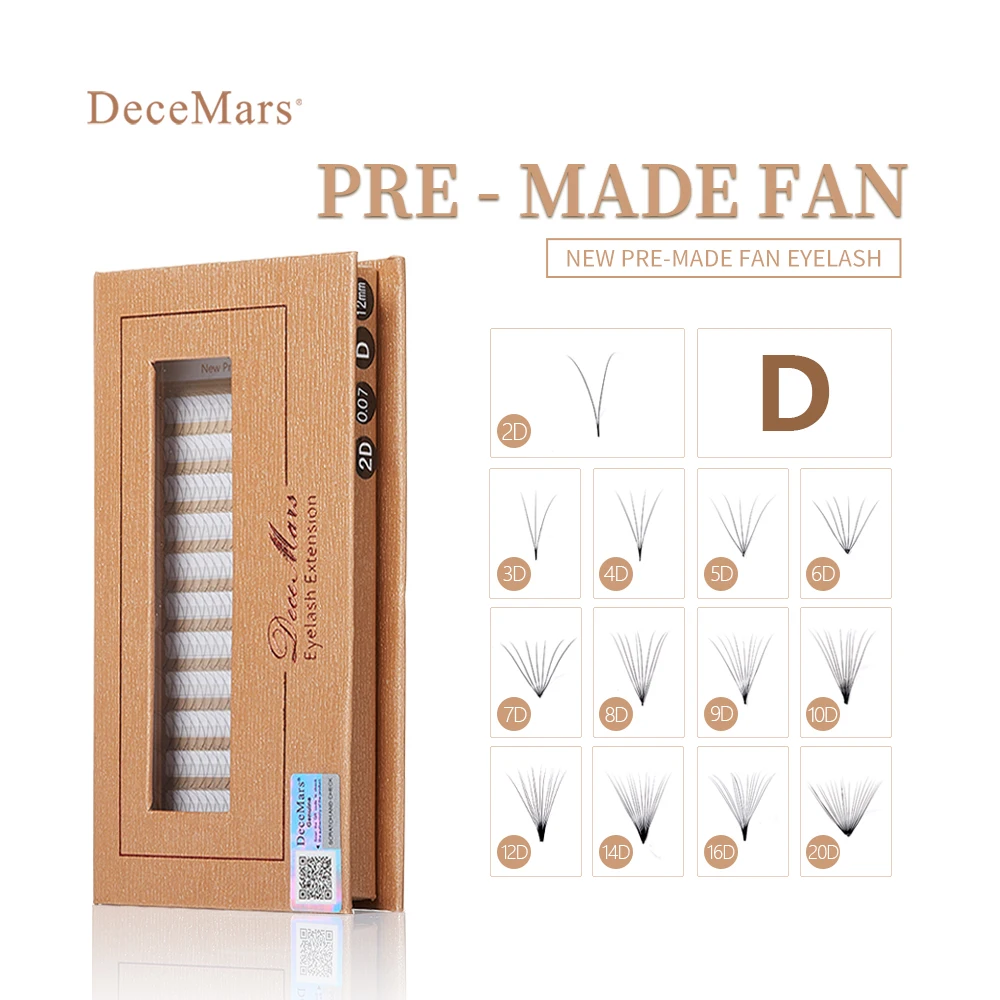 DeceMars New Pre-made Fan Eyelash D Curl (12 Lines/Tray)