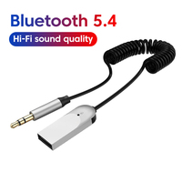 Wireless Bluetooth 5.4 Audio Receiver USB to 3.5mm Car Jack Aux Adapter With HD MIC  For Car Receiver BT transmitter Retractable