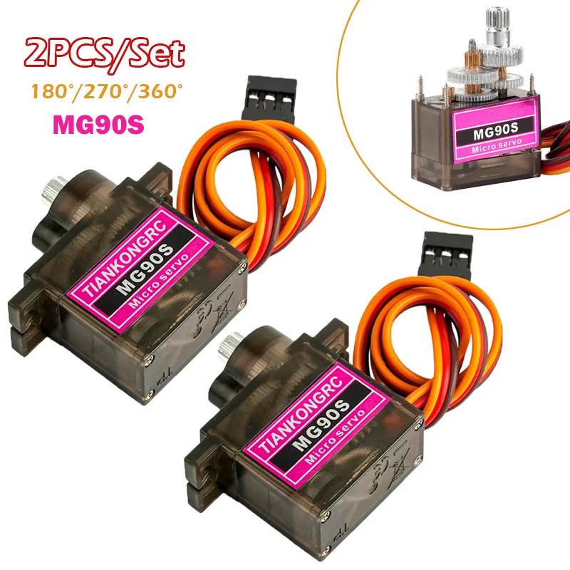 2 قطعة/المجموعة MG90S كامل ميتال جير مايكرو أجهزة رقمية نحى المحرك 180/270/360 درجة 9 جرام أجهزة صغيرة لتقوم بها بنفسك أجزاء لطائرة مزودة بجهاز للتحكم عن بُعد بدون طيار #4