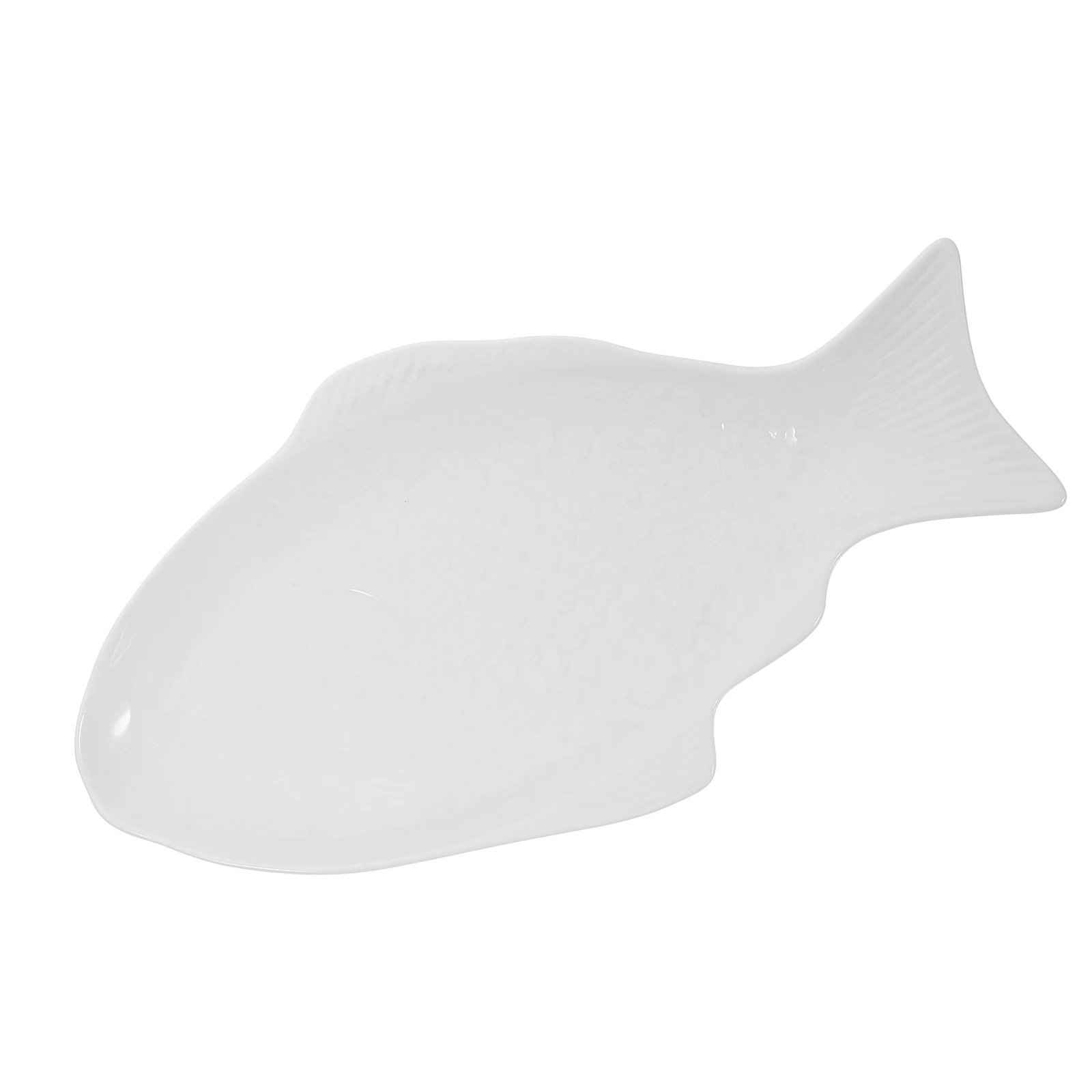 

Creative Ceramic Fish Shaped Serving Plate White for Restaurant Home Dinner Snack Storage Ceramic Tableware