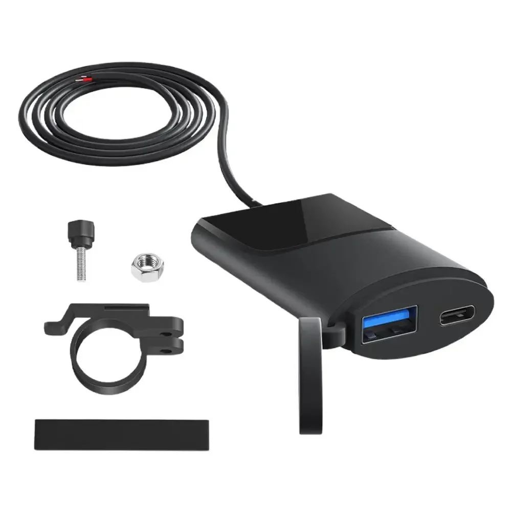 Motorcycle USB Charger 30W USB-C Charger IP67 Waterproof Bracket Handlebar Charger Mounting Phone Waterproof Vehicle-Mounte H9N6