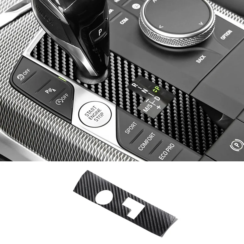

For BMW 2/3/4/i4 Series Z4 X3 X5 X6 X7 Car Gear Shift Panel Trim Frame Sticker Carbon Fiber Anti Scratch Interior Accessories
