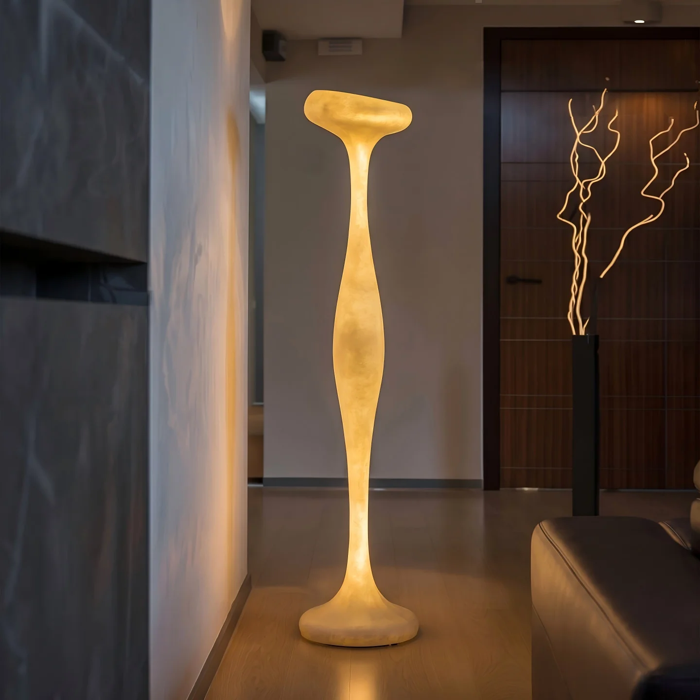 Modern glass fiber floor lamp glass fiber reinforced plastic travertine texture vertical lamp