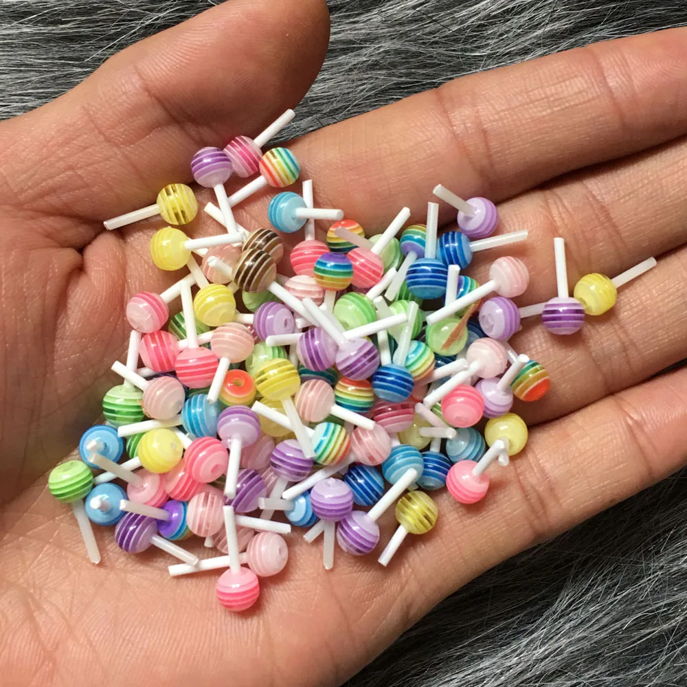 

50pcs/Bag Cute Lollipop Nail Art Charms 3D Resin Kawaii Nail Accessories Design Jewelry Manicure Rainbow Nail Decorations