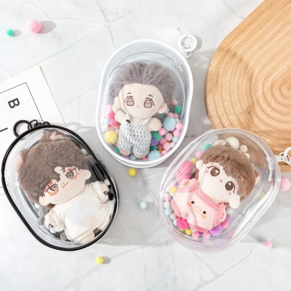 with Plush Ball Doll Transparent Walking Bag with Keychain Thicken Cotton Doll Display Bag Portable Creative