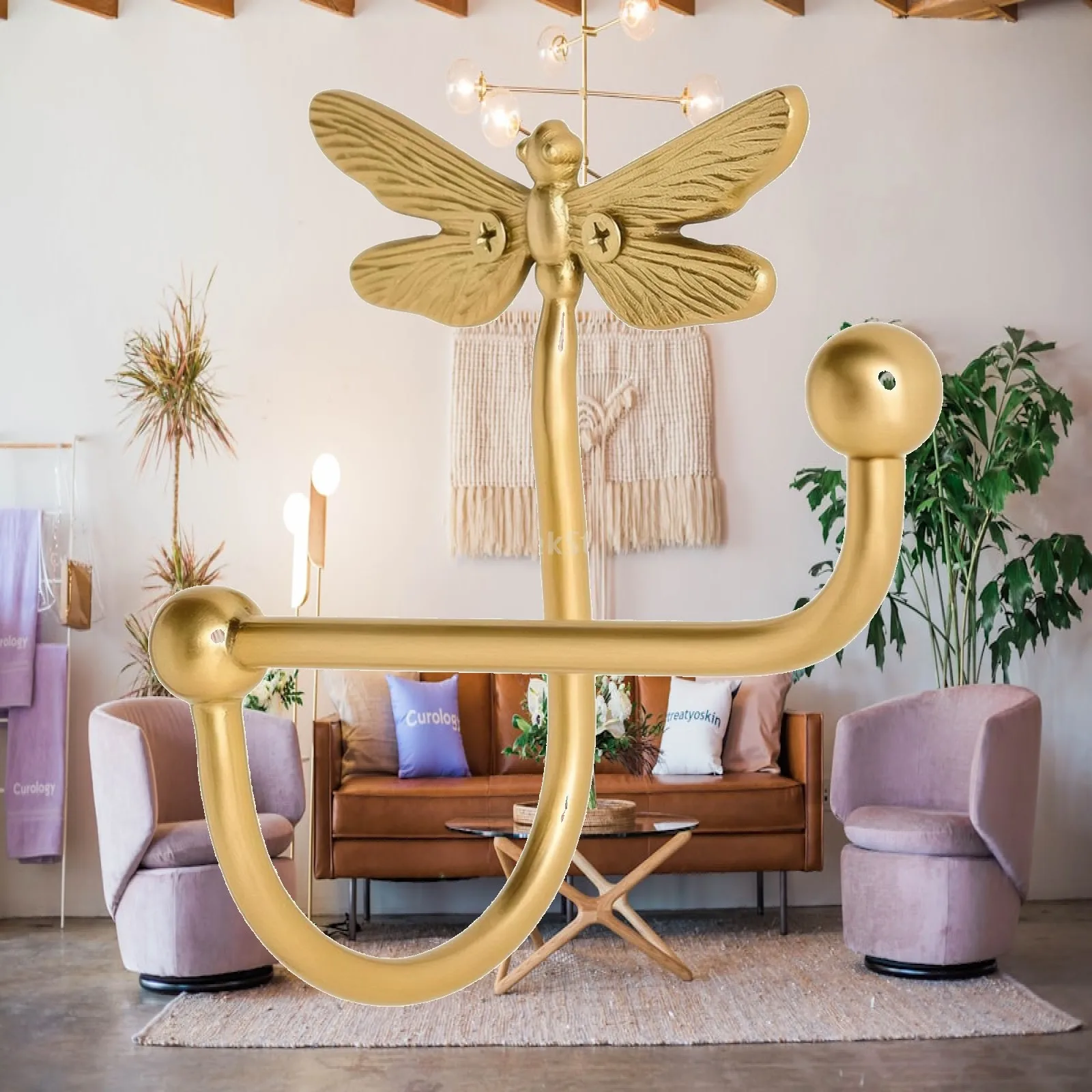 Decorative Brass Coat Hook with Dragonfly Motif for Entryway Washroom and Powder Room Storage