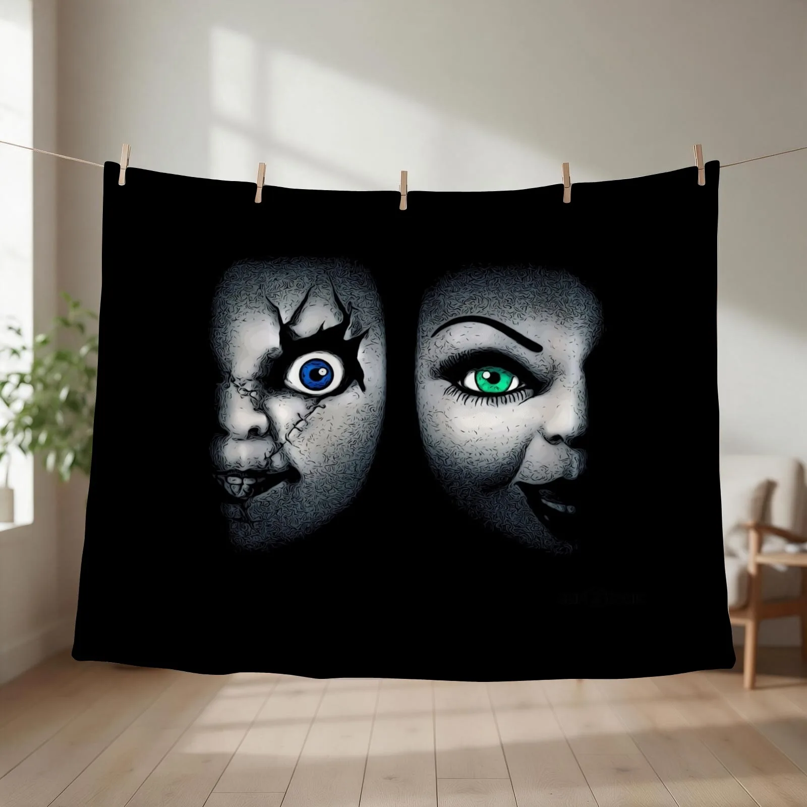 Bride of Chucky Throw Blanket couch cozy soft plush fuzzy picnic outdoor blanket