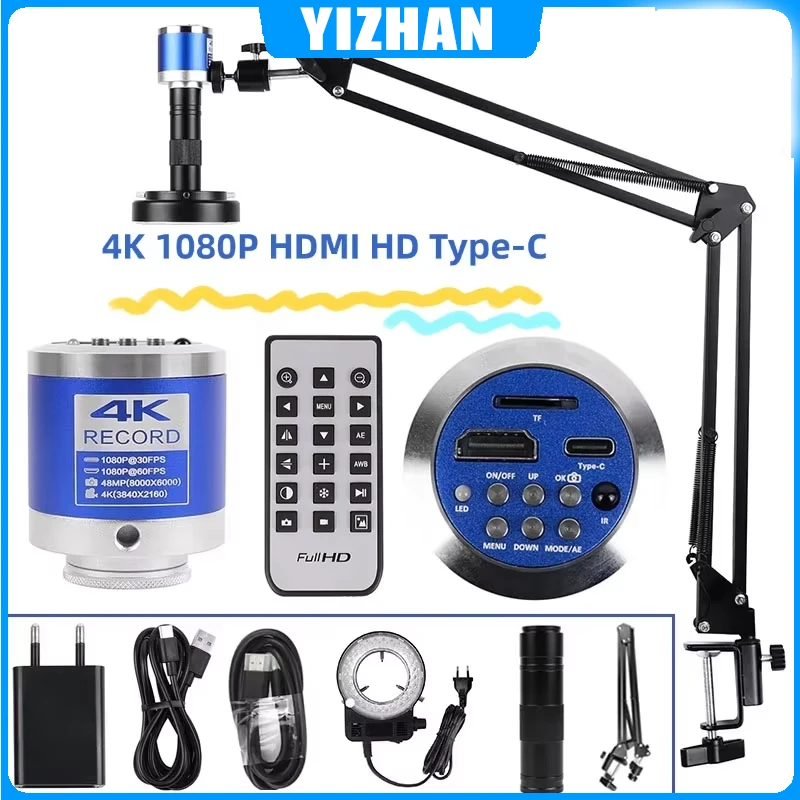 

4K Digital Microscope 1080P FULL HD Industrial Microscope150X C-Mount Digital Microscope Camera For PCB Soldering Phone Repair