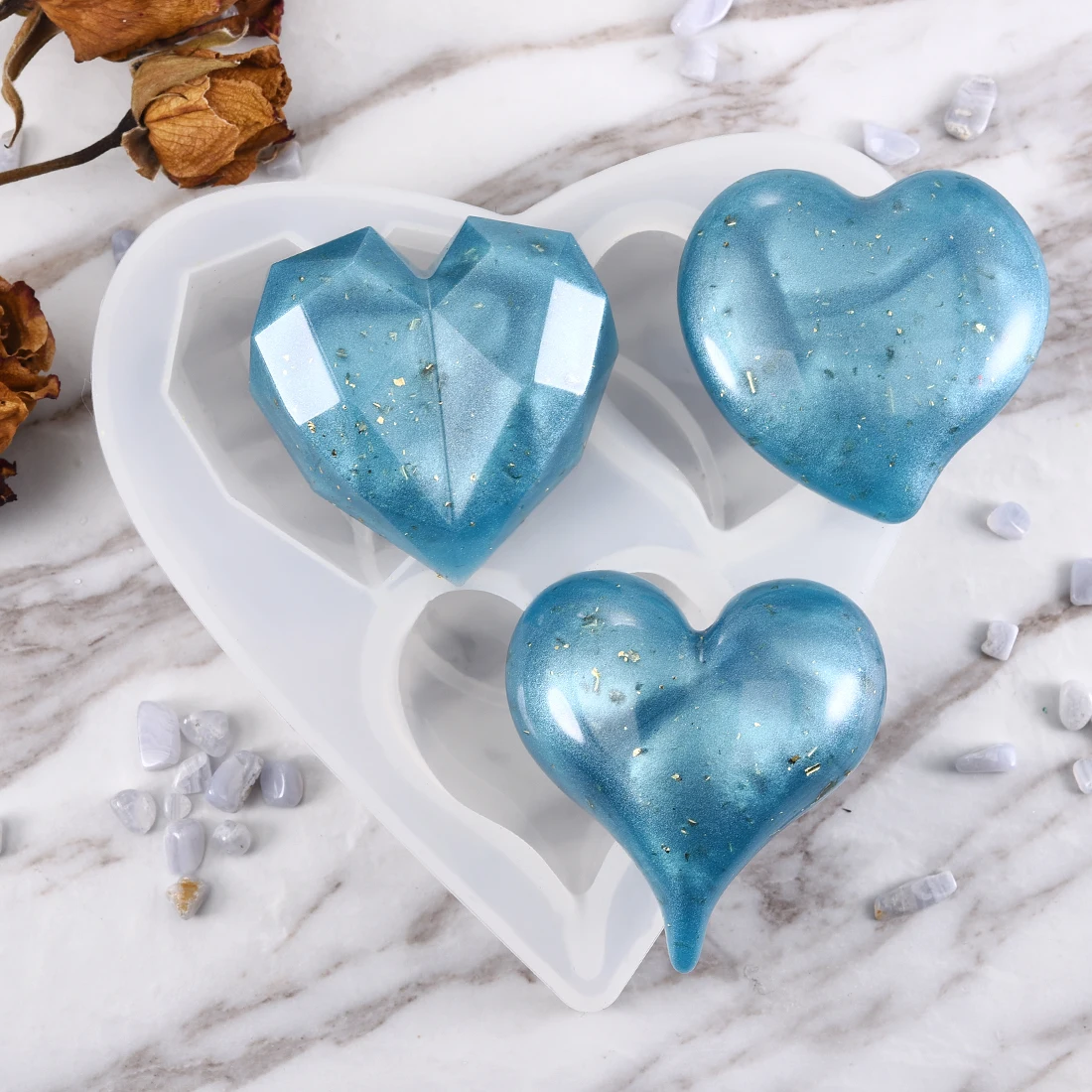 3D Heart Shape Silicone Molds Concrete Mold Resin Pendants Molds Jewelry Mould UV Epoxy DIY Keychain Mold For Jewelry Making