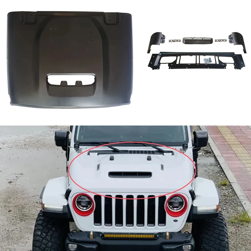 

Hood With 392 Letter New Design Steel Black Engine Bonnet For Wrangler JL 4XE 2018+ Gladiator JT 2020+