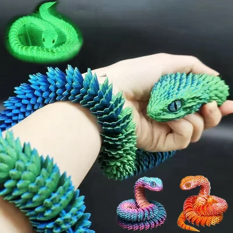 3D-gedruckte Schlange, bewegliches Gelenk, Spielzeugpuppe, Simulationsschlange, Modell, Büro, Desktop-Dekoration, Kunsthandwerk, Spielzeug für Kinder, Geschenk, 30 cm – Detail 1
