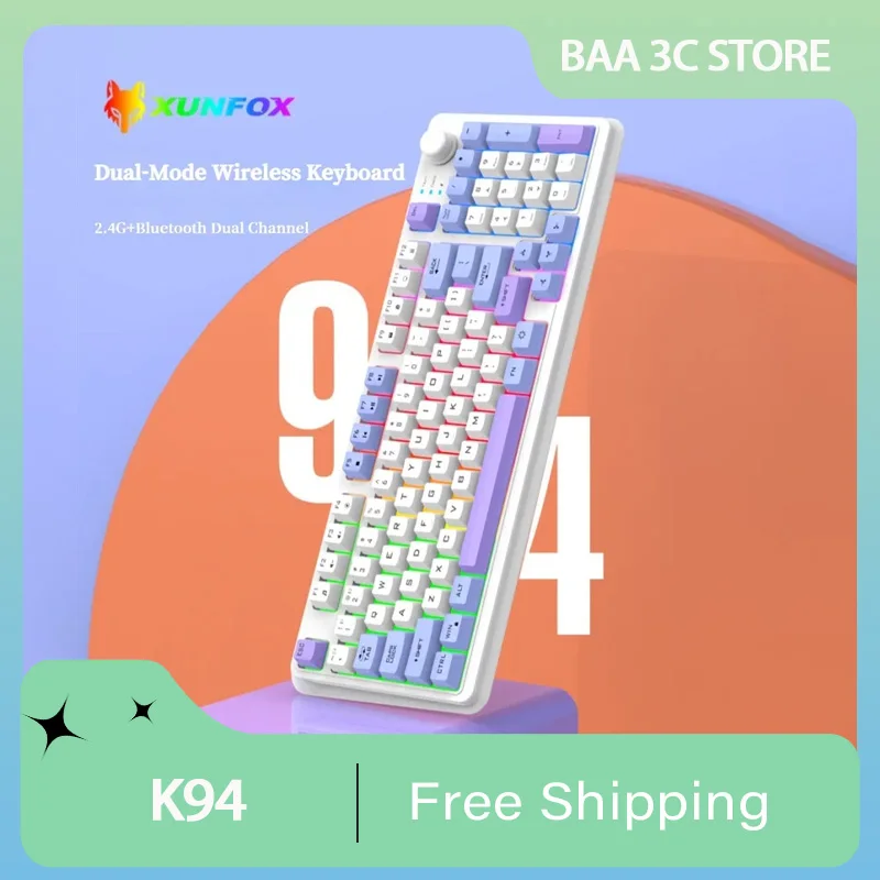 K94 Wireless Bluetooth 2.4G Dual-mode Mechanical Touch Keyboard RGB Light Esports Gamer Office Keyboard Computer Notebook