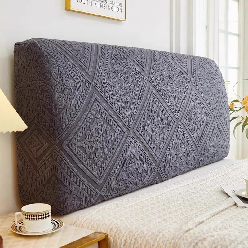 Jacquard Bed Headboard Cover Solid Color Elastic Bed Head Slipcover Bedroom Dust Cover All-inclusive Bed Backrest Cover