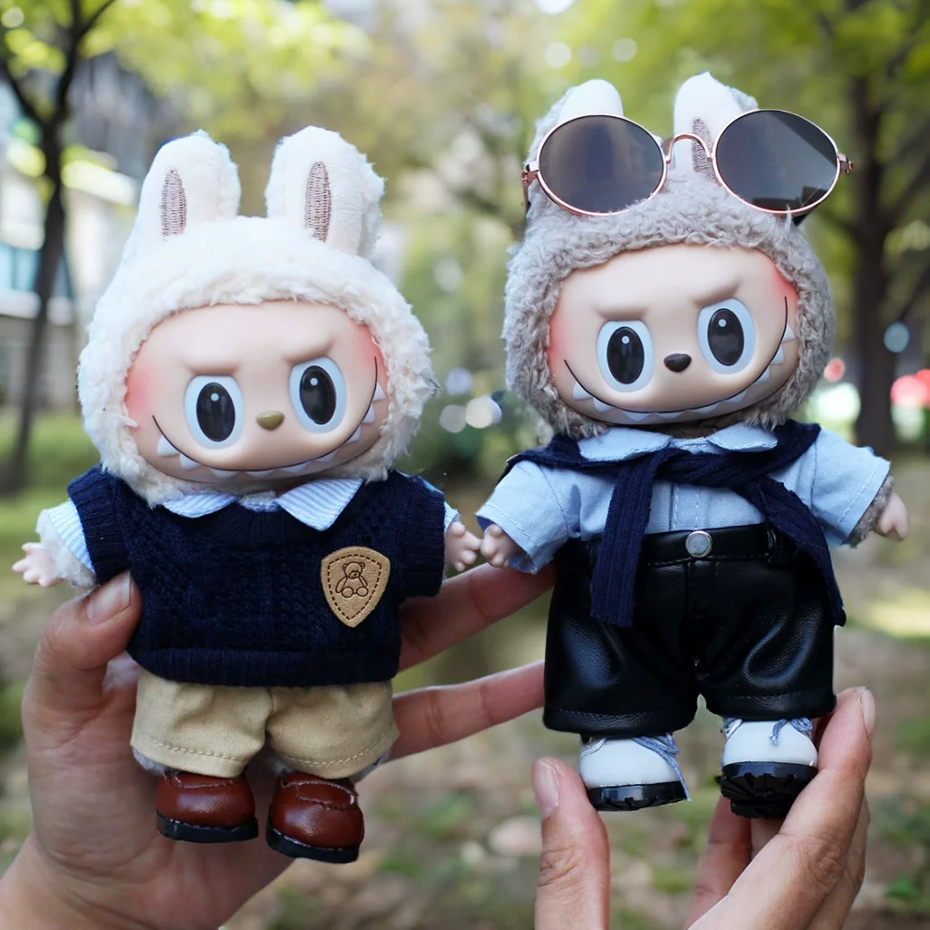 

Fashion College Suit Uniform Tie Set For 17cm Ropa Labubu Doll School Style Mini Doll Clothes Matching Shoes Glasses