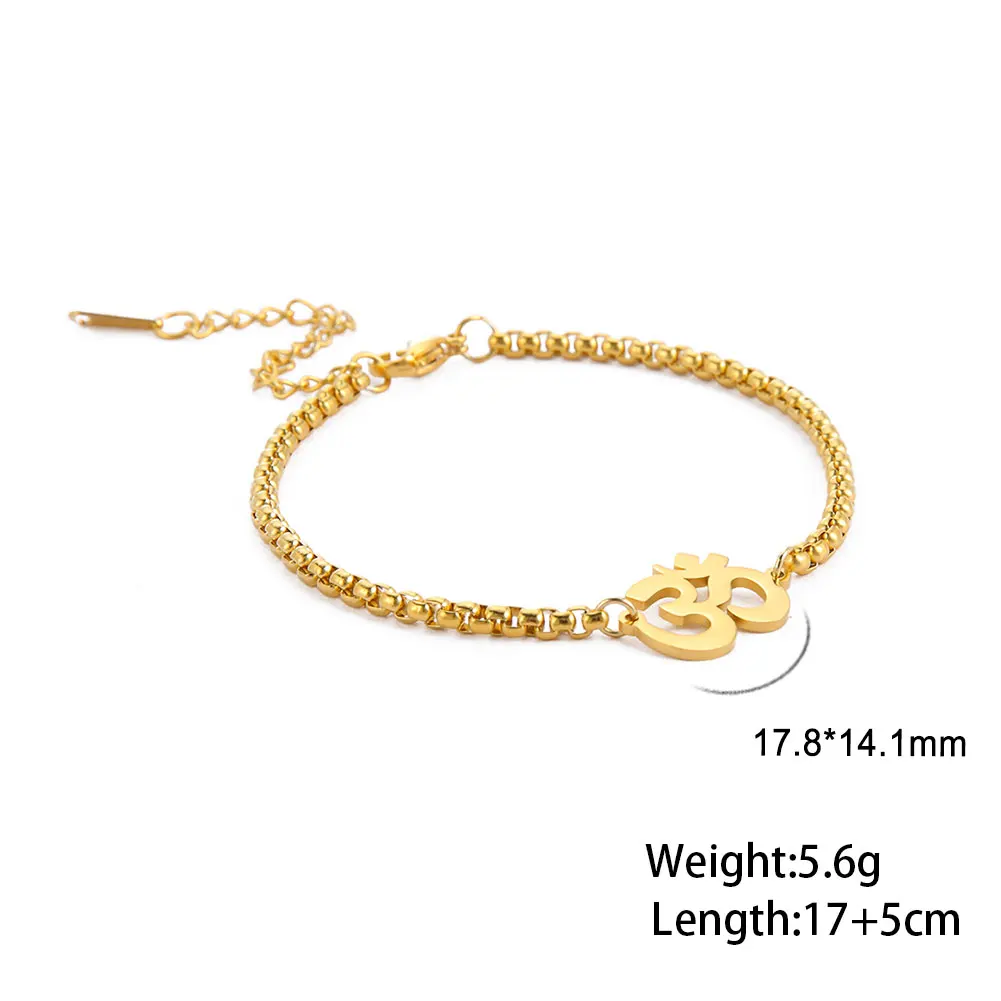 Stainless Steel Bracelet for Men Women Hindu Symbol Pendant Bracelet Simple Fashion Jewelry for Birthday Party Gift