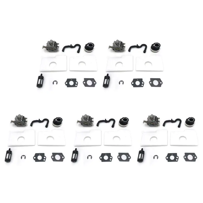 ABUH-5X Carburetor Intake Manifold Fuel Air Filter Line Hose Gasket For MS180 MS170 018 017 MS 180 170 Chainsaw Part