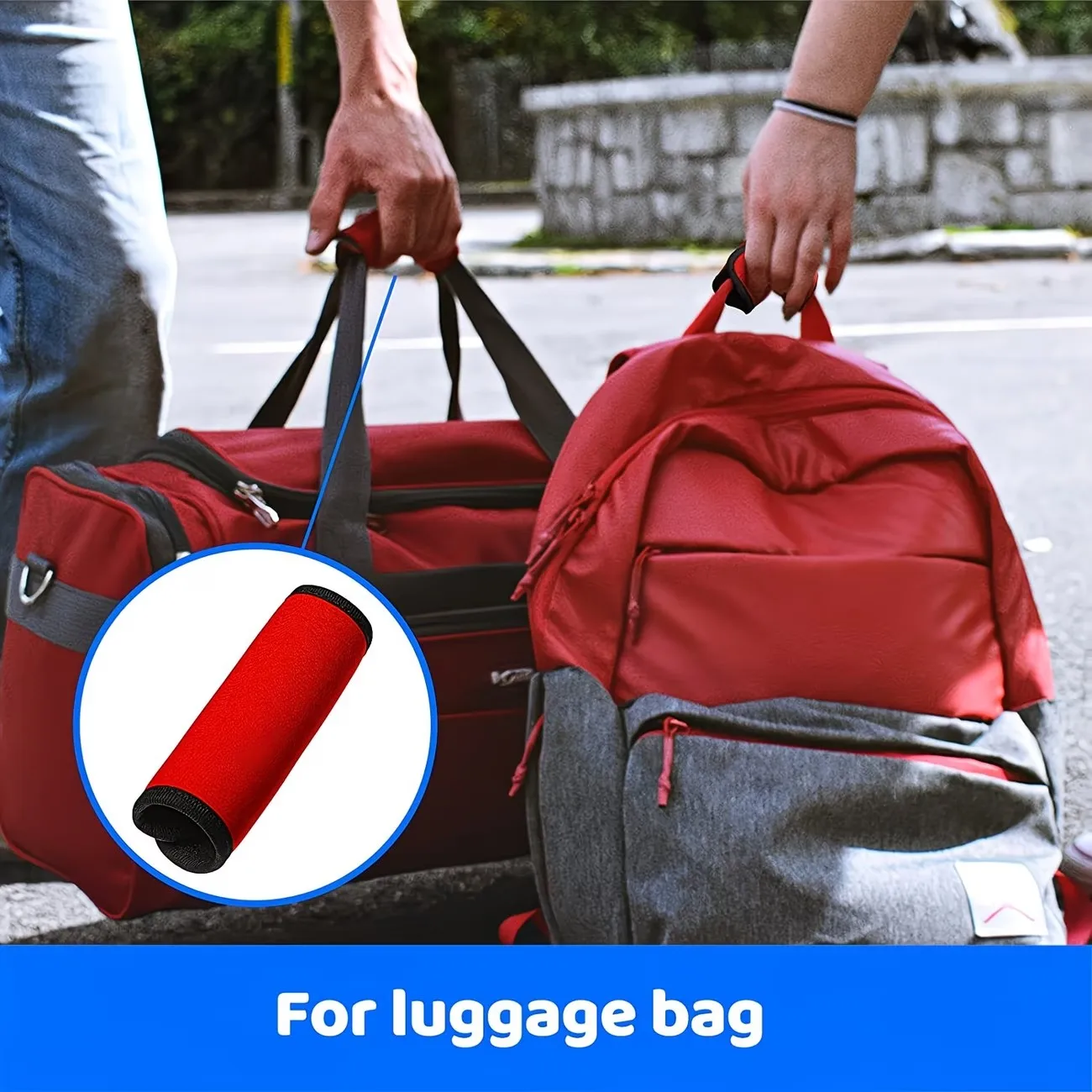 The handle guard is a lightweight and durable accessory for luggage, featuring a custom name. It protects the hands and can be e
