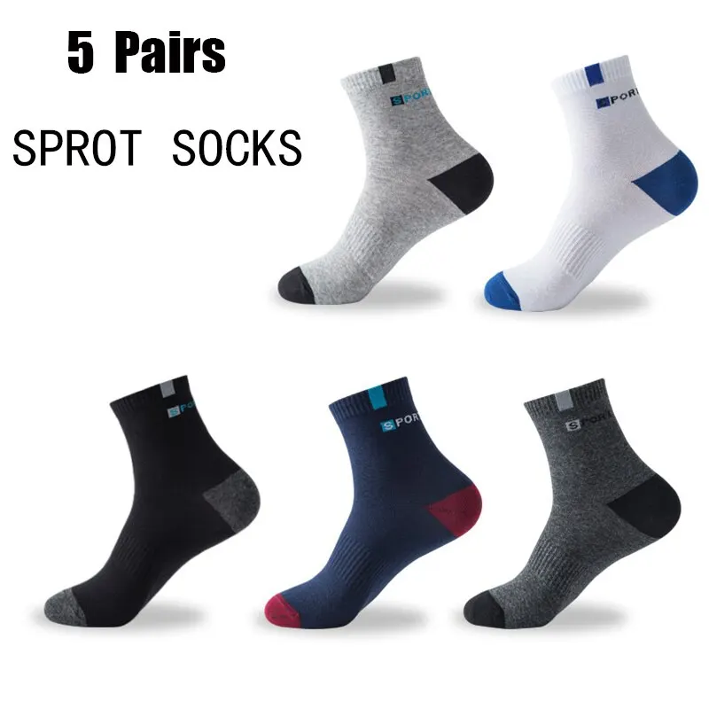 5 Pairs High Quality Polyester Fiber Breathable Deodorant Business Men Tube Socks For Autumn And Spring Summer