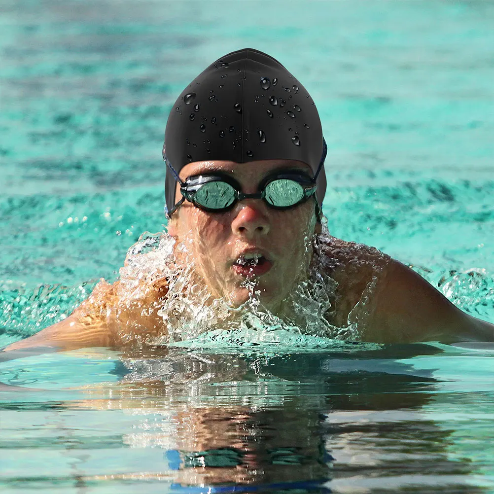 

2Pcs Swimming Cap Waterproof Large Silicone Swim Hat Colored Cap Perfect for Men Women Long Thick Hair Swim Caps for Men