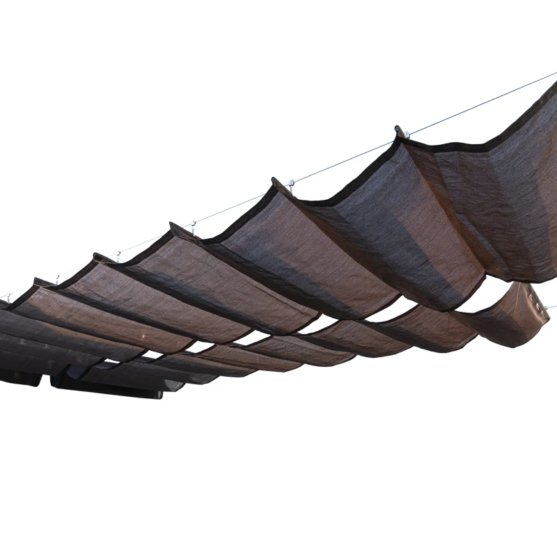 180GSM 95% Anti-UV HDPE Fabric Retractable Wave Sun Shade Net Garden Pergola Swimming Pool Shading Sails Sliding Canopy