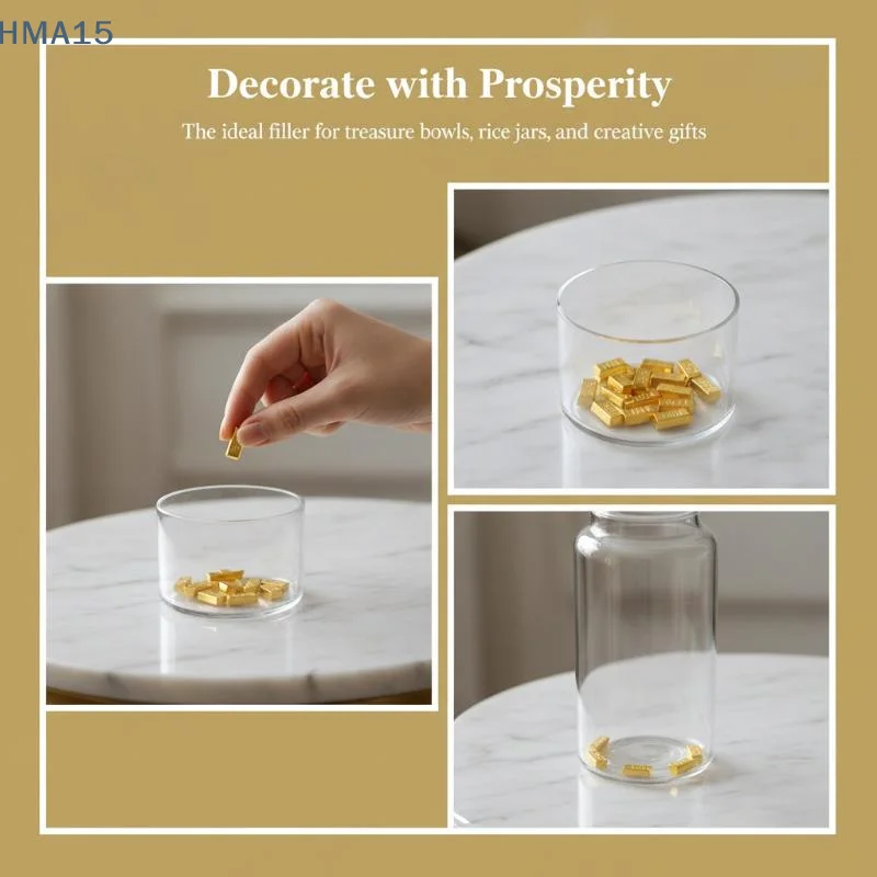 【YA】Lucky Gold Fortune Attract Charms 100PCS Mini Plastic Dollars Ingots Melon for Home Entryway Feng Shui Decor