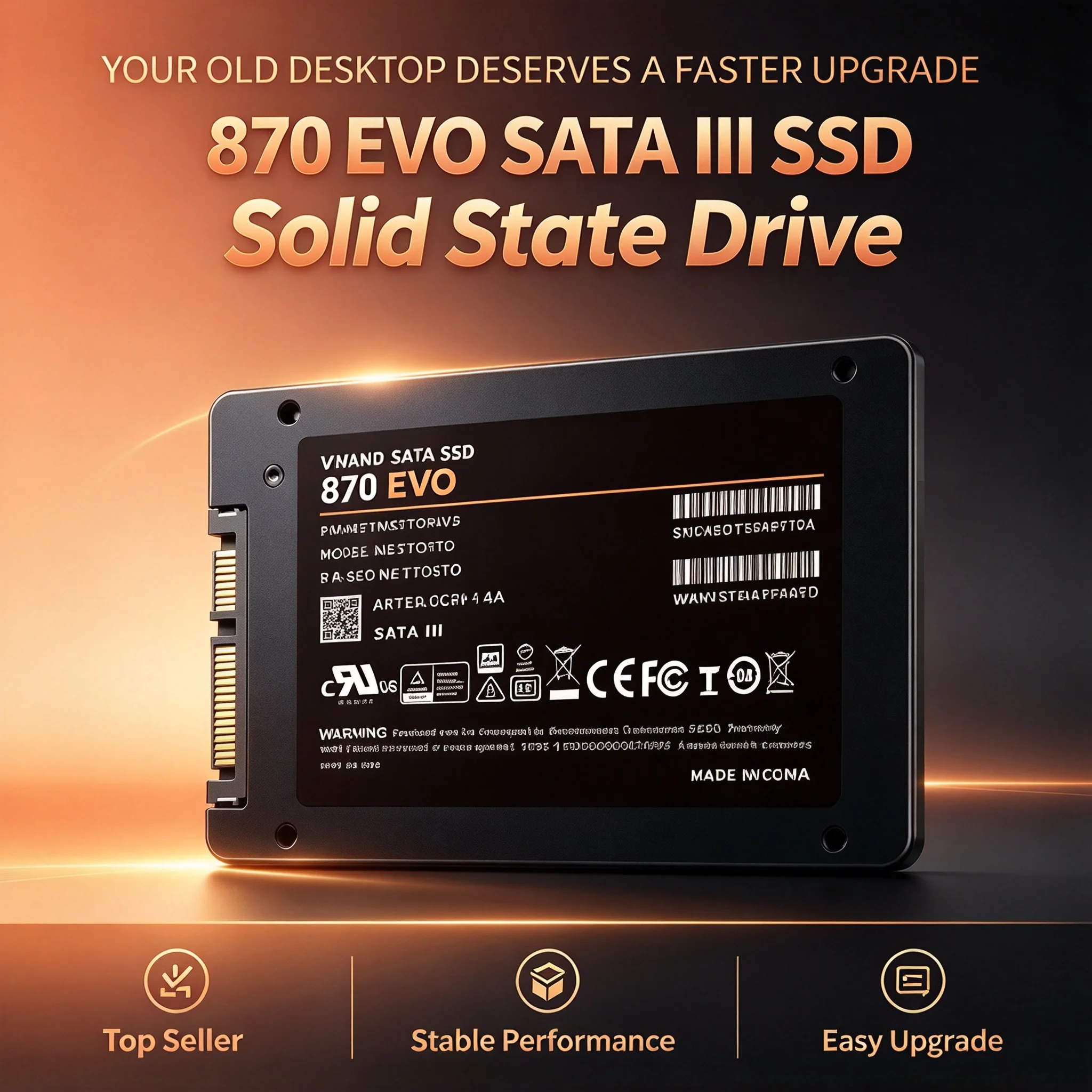 870 EVO Embedded SSD, Solid State Drive, SATA III, 2.5-Inch, Quick Read Write, Laptop, PC, Microcomputer, Stable Performance.