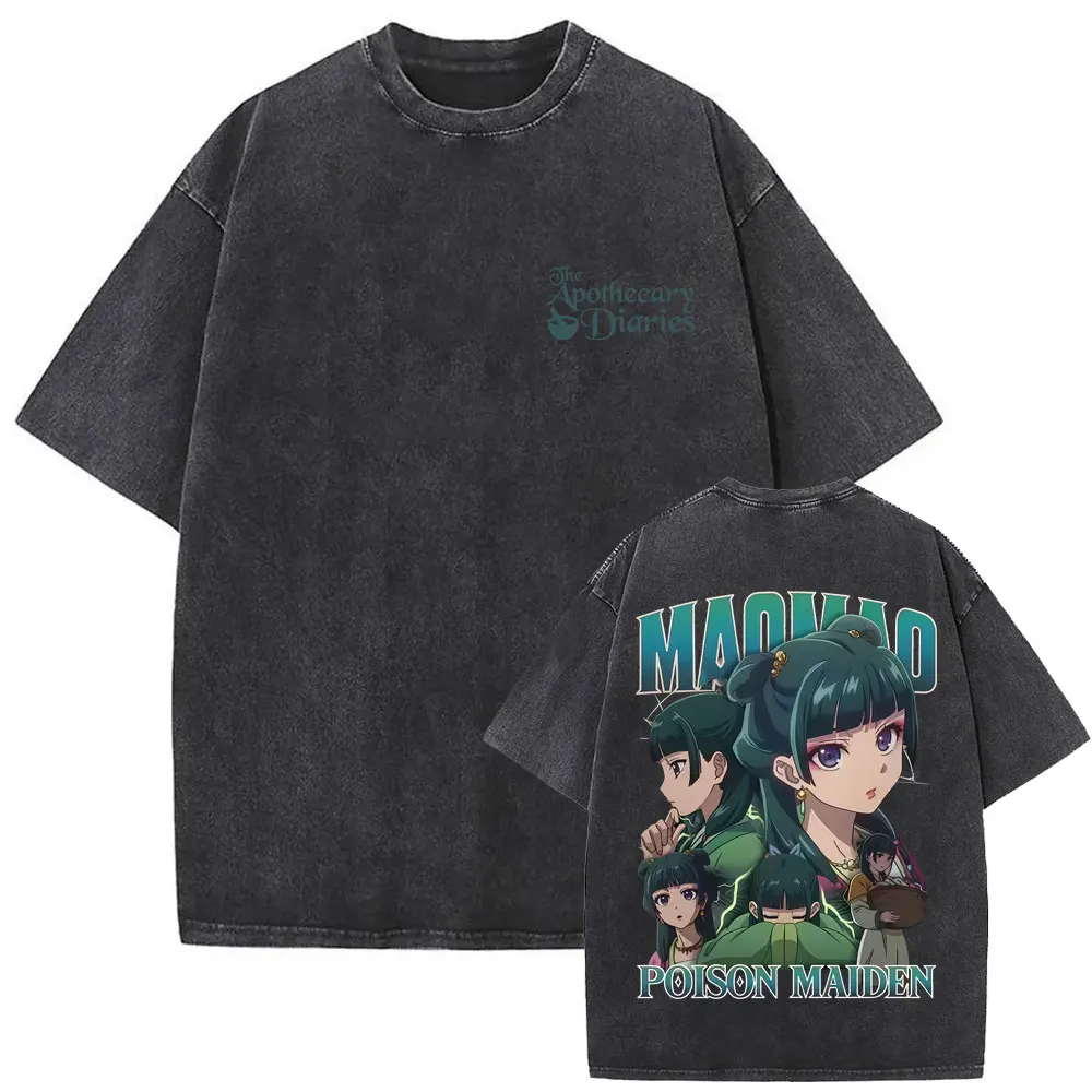 

Anime The Apothecary Diaries Maomao Washed Vintage T Shirts Men Women Clothing Cotton Casual Tees Oversized Short Sleeve T-shirt