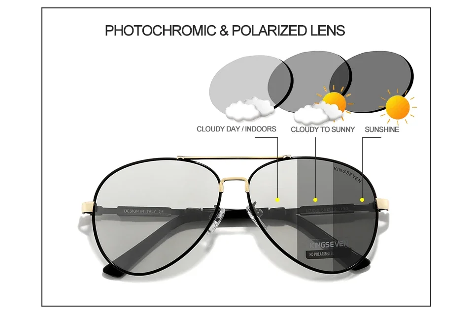 KINGSEVEN Mode Pilot Sonnenbrille Männer Polarisierte Fahren Pilot Anti-reflexion Gläser UV400 Objektiv Männlich Weiblich Kausalen Brillen – Detail 1
