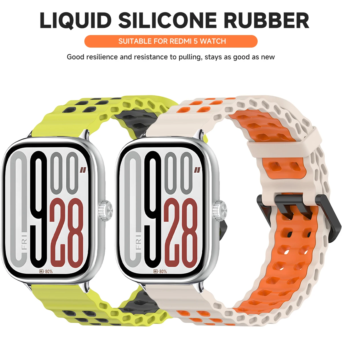 حزام بلونين لساعة Redmi 5 سوار معصم من السيليكون لساعة Redmi Watch 4 Xiaomi Mi Band 8/9 Pro سوار رياضي Correa قابل للتنفس