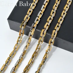 Hip Hop Stainless Steel Chain Necklace For Men Women 7mm Silver and Gold Color Two Tone Choker Waterproof Jewelry Christmas Gift