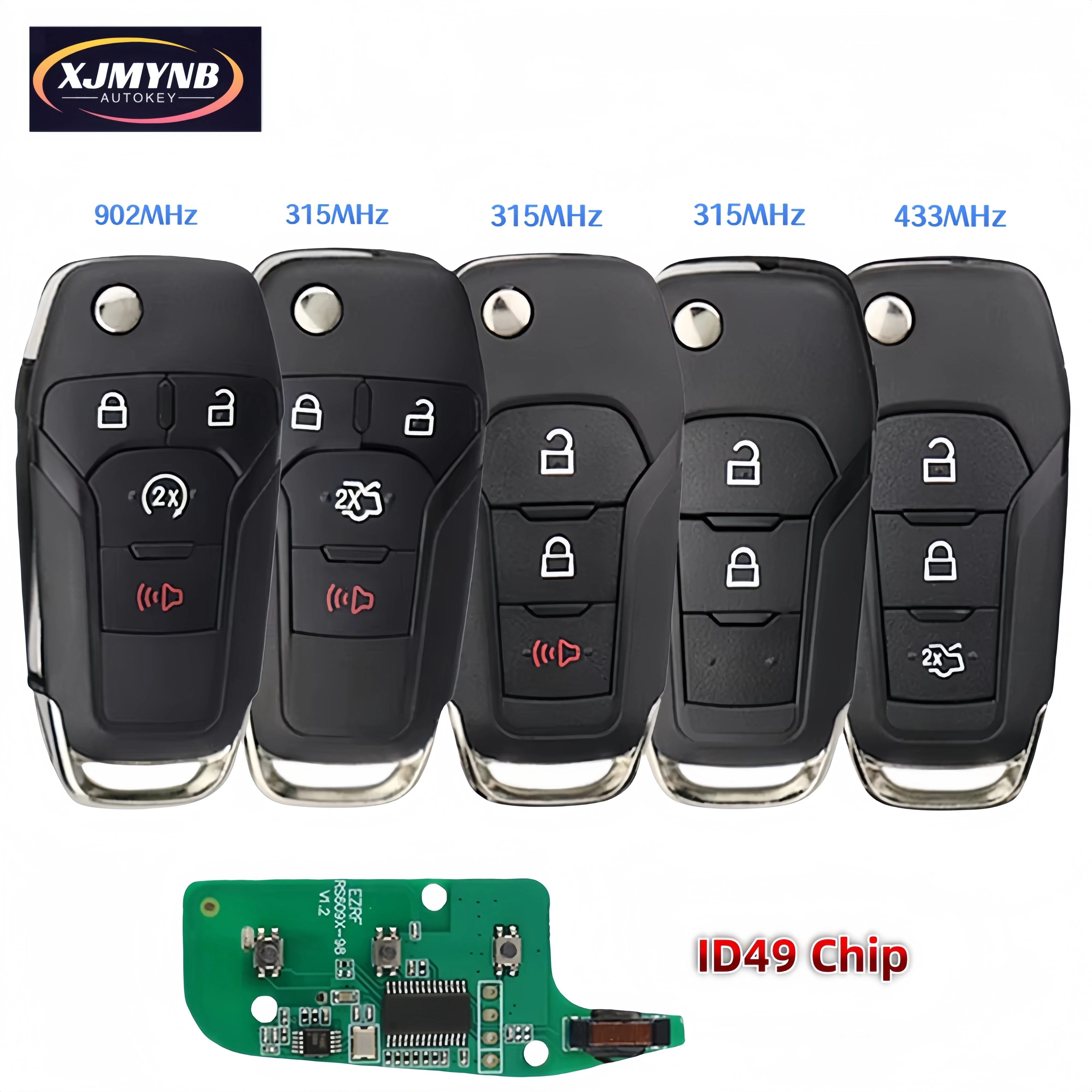 XJMYNB N5F-AO8TAA For Ford Focus Fusion S-MAX GALAXY MONDEO Mk2 Mk7 Explorer F150-F550 Ranger ID49 Chip Flip Remote Car Key