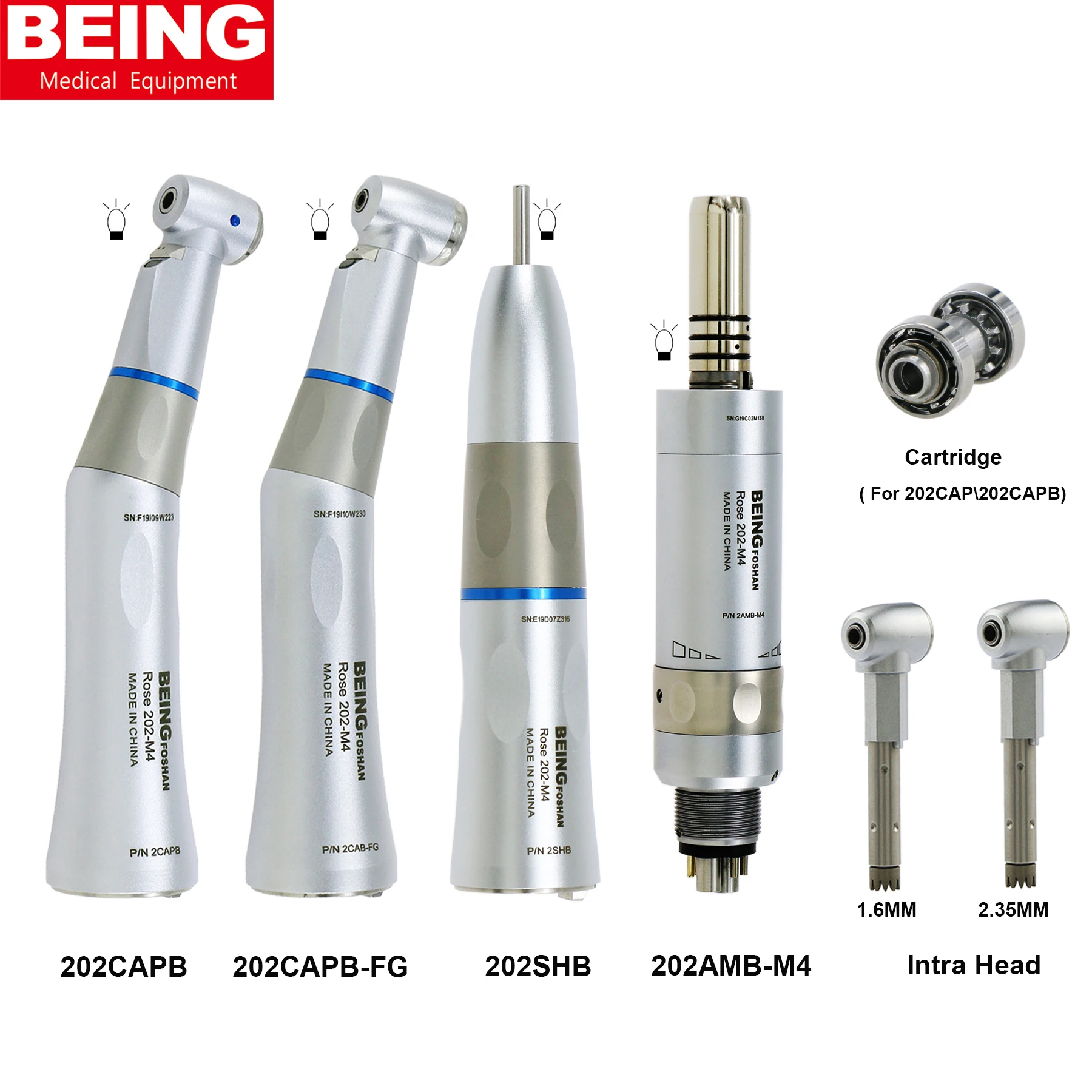 BEING Dental Fiber Optic Low Speed Handpiece Straight Contra Angle  Handpiece 6Pin Led Air Motor INTRA Head Fit KAVO NSK