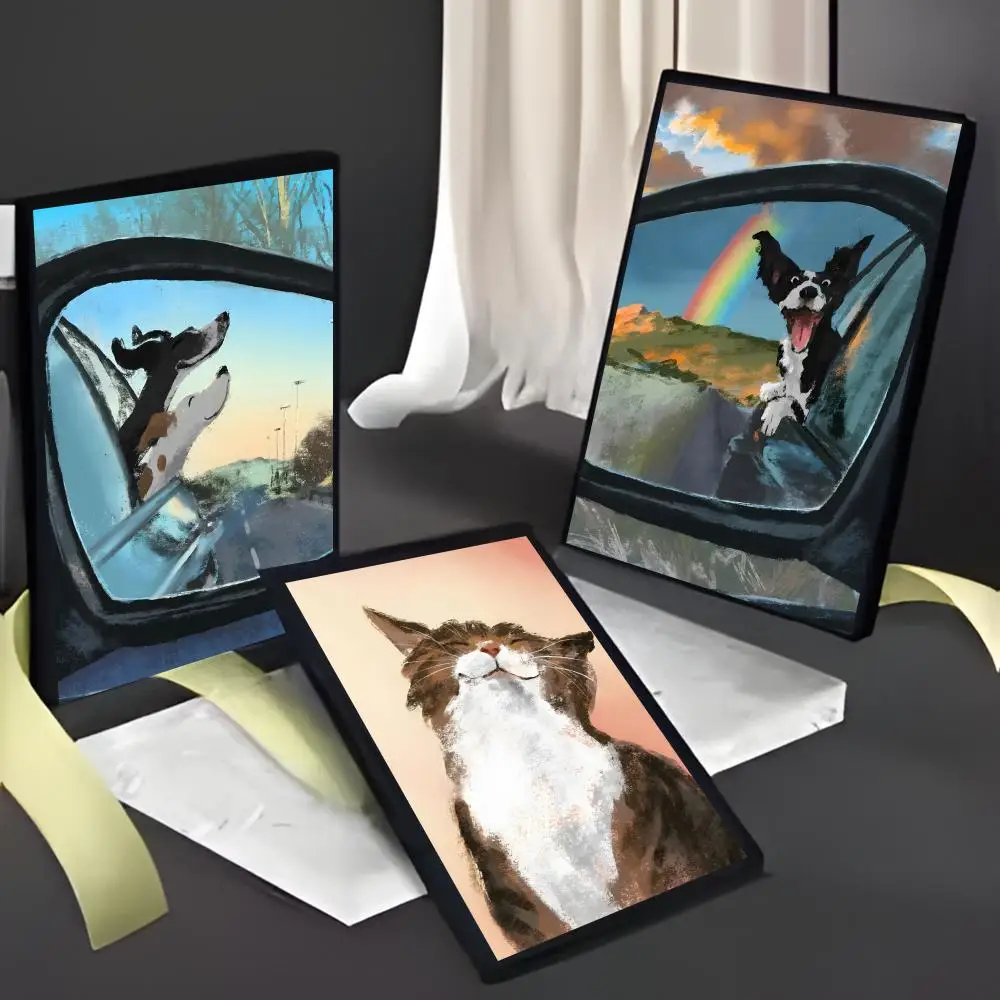 Expressive O-Oil Painting Animals Classical Pet Portrait Poster American Film Mural Home Childrens Room Wall Decor Print