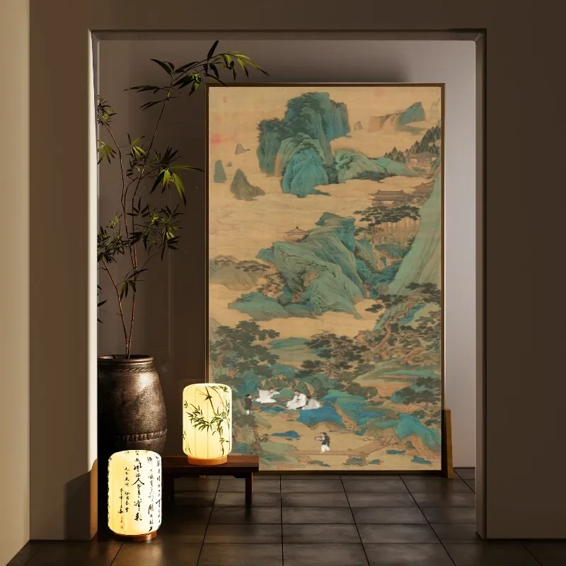 Song's Aesthetics New Chinese-style living room screen Entrance entrance Landscape painting Partition staircase Storage room Tra