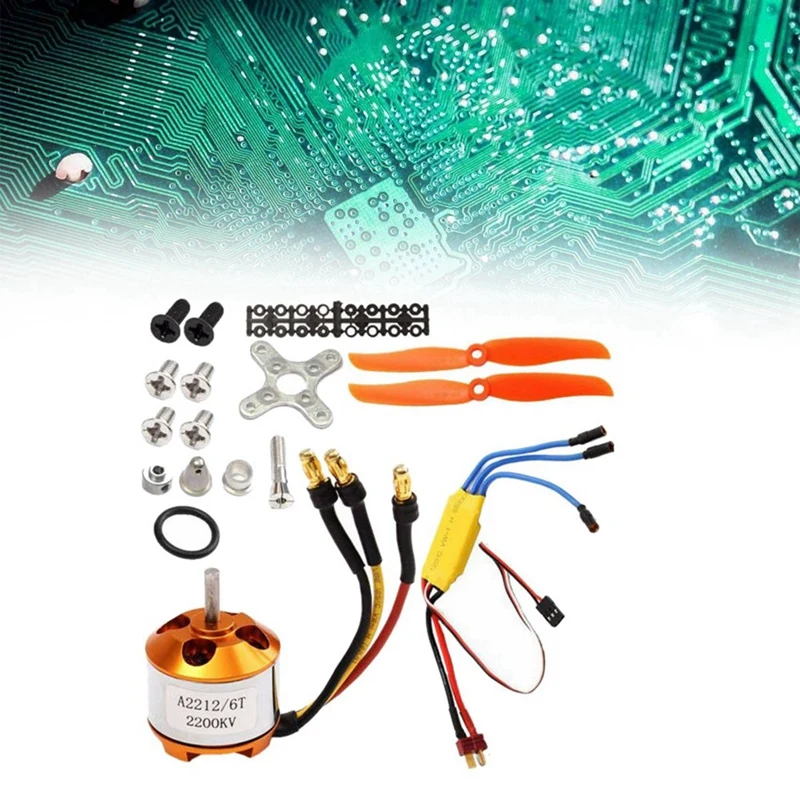 2X 2212 2200KV Motor+30A ESC+6035 Propeller+Propeller Protector Electric Motor Kit For RC Airplane Motor