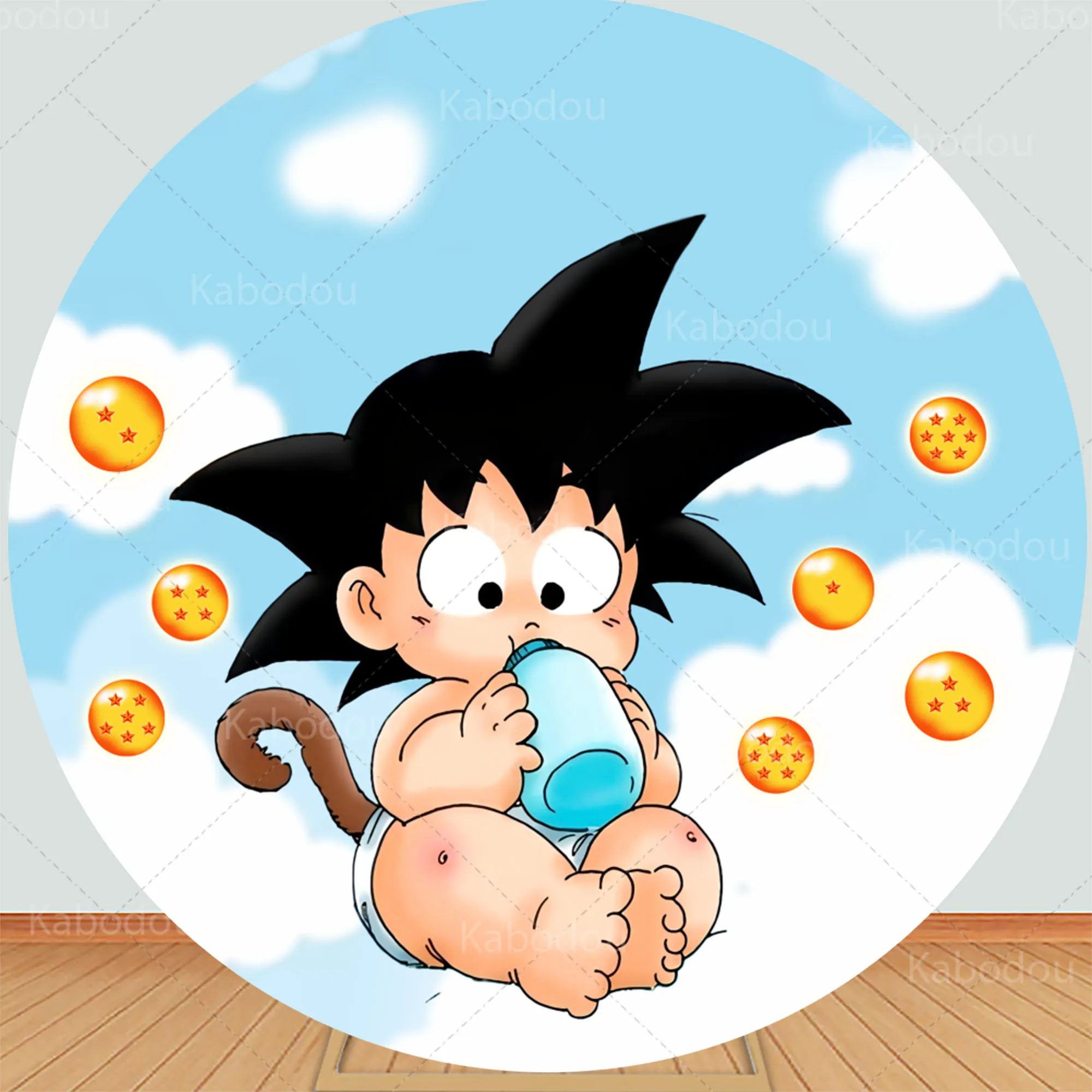 Dragon Ball Round Backdrop Boys Baby Goku Birthday For Party Decoration Baby Shower Photography Background Circle Studio Prop