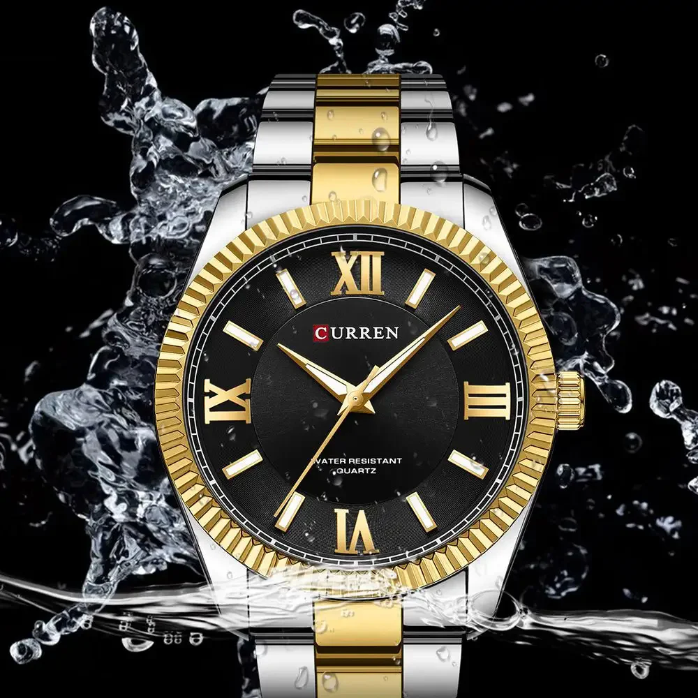 Reloj de pulsera CURREN 8453 de acero inoxidable de cuarzo de estilo clásico Simple para hombre, relojes de negocios impermeables a la moda para hombre de marca de diseñador