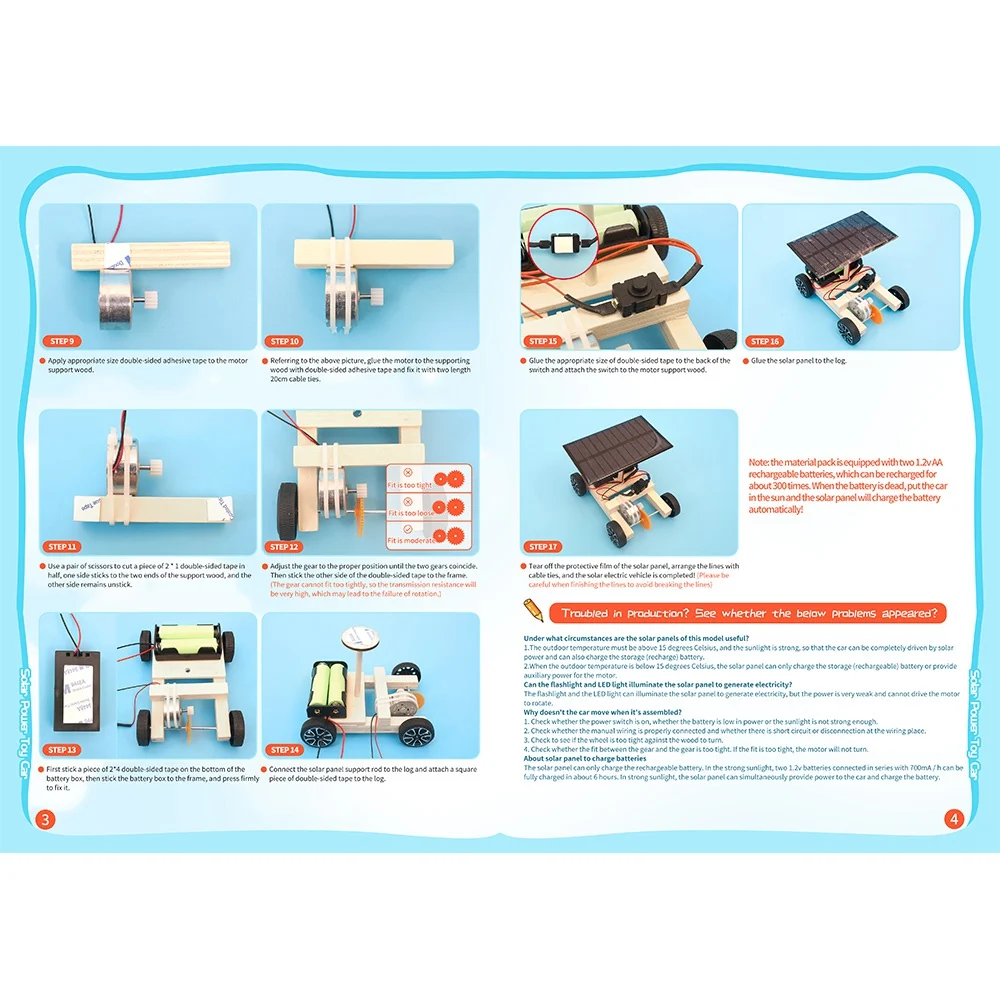 Assemble Solar Car Creative Inventions Motor Ability Of Children Active Thinking DIY Electronic Technology For Boys