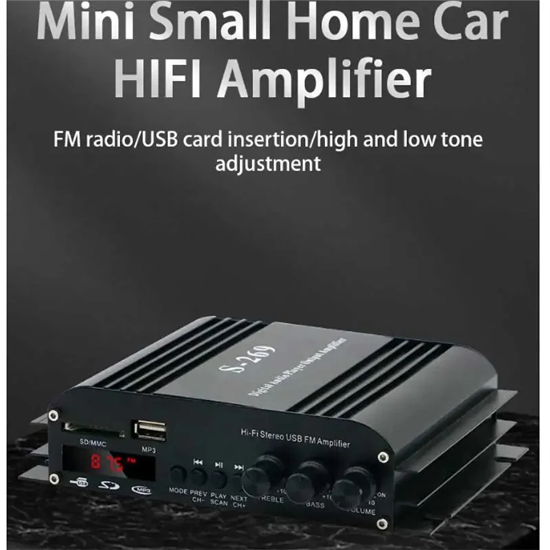 AA08-1 Uds S-269 4X400W 4.0CH Mini amplificador de potencia hogar coche amplificador inalámbrico enchufe de la UE