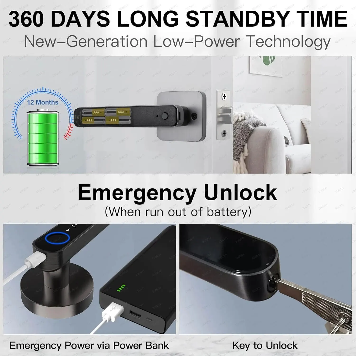 Tuya Fingerprint Door Lock, Maçaneta com Teclado, Keyless Entry, Handle para Casa, Hotel, Escritório, Apartamento, Quarto