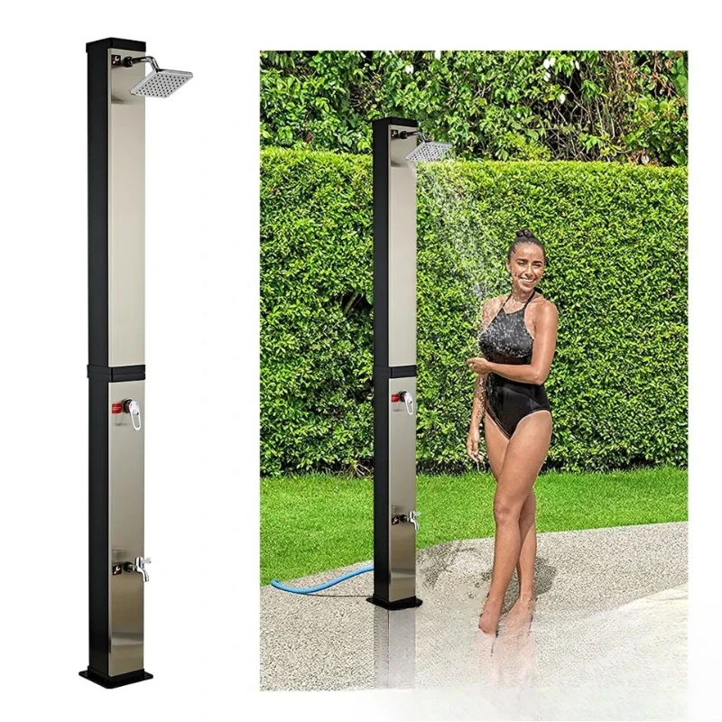 

Brushed panel silver 40L solar bath beach shower column garden