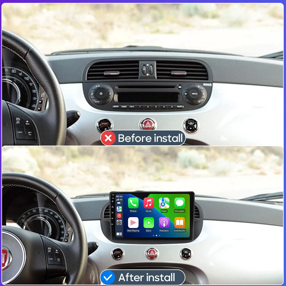 Android 15 Car Multimedia Video Player Wireles Stereo 2DIN Wifi Navigation GPS for Fiat 500 2007 - 2015 Rear View Camera Support