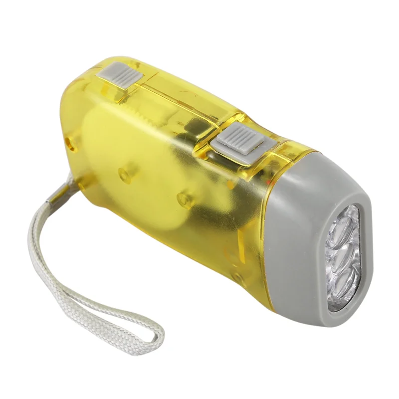 LICE-3X 3 LED Dynamo Wind Up Flashlight Torch Light Hand Press Crank NR Camping