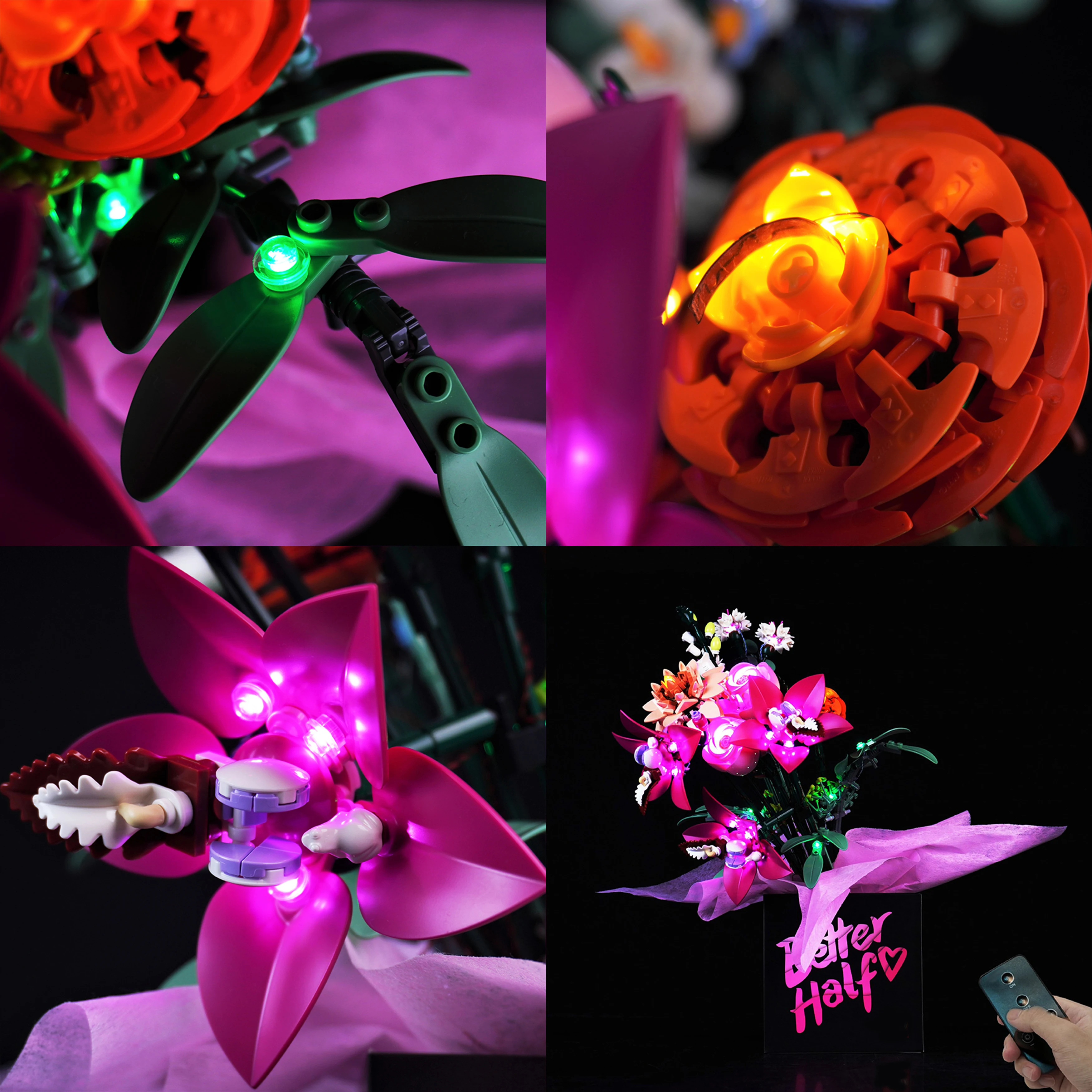 

DIY Building Block LED Light Kit for 10342 Romantic Roses Bouquet Model, Remote Control Decorative Lights for Home & Display