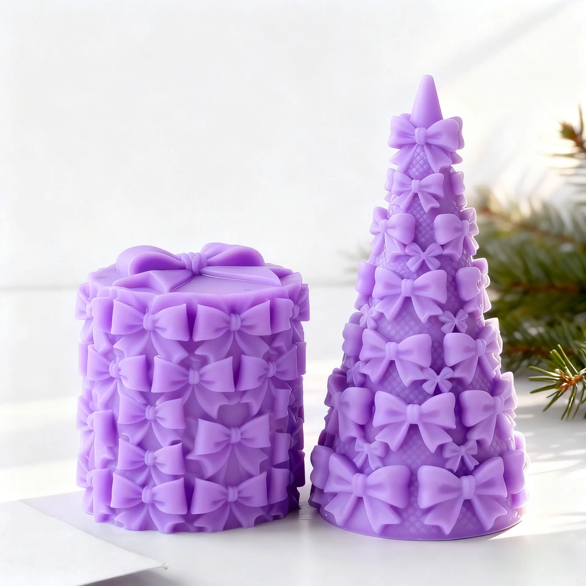 3D Bow Tie Christmas Tree Gift Box Silicone Mold DIY Aroma Candle Gypsum Ornament Mould Handmade Xmas Candle Making Supplies