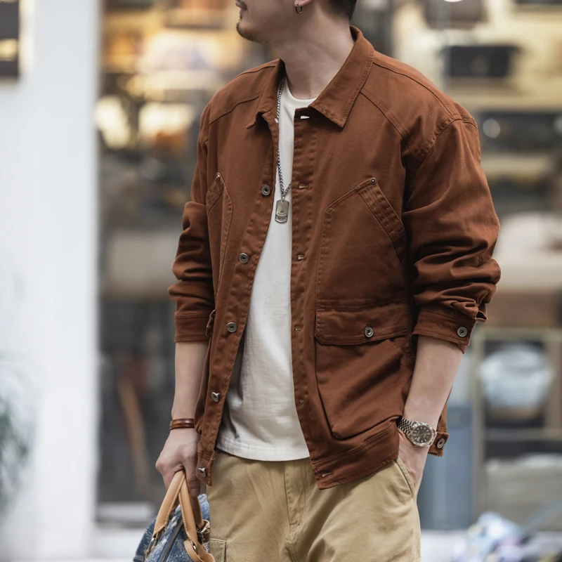 الأمريكية الرجعية منتصف الوزن الصيد سترة قطن الرجال فضفاضة كبيرة الحجم عادية الرجل الصلب عمال معطف الخريف نمط جديد #3