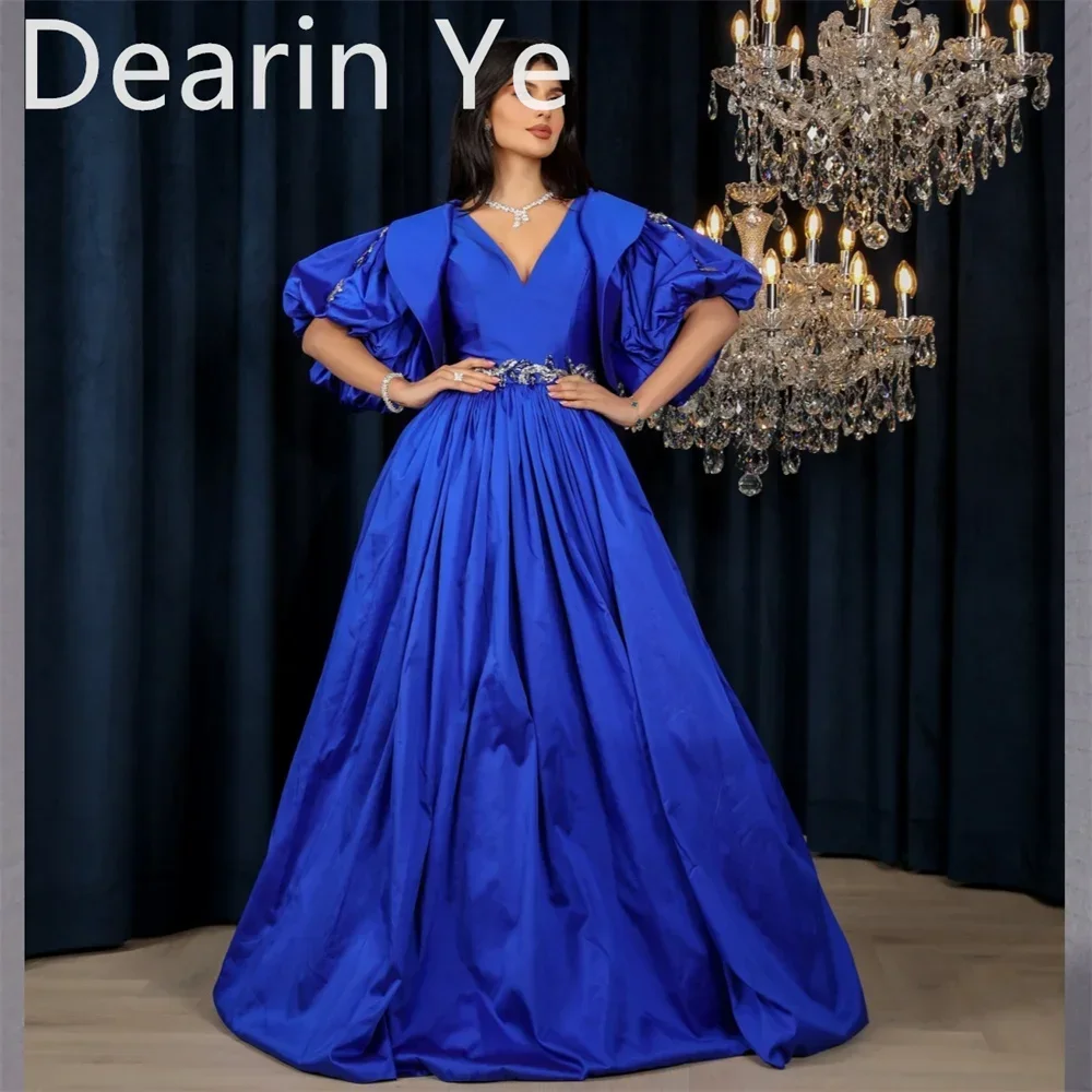 

Customized Evening Dress Formal Dearin V-neck A-line Floor Length Skirts Draped Bespoke Occasion Dresses Prom Gown Saudi Arabia